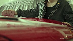 Hardwerk Gang Bangs Shaved Pussy With Double Penetration And Rimjob In Car