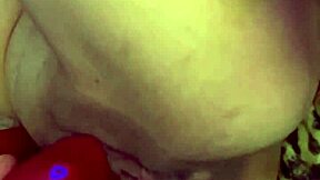 she uses vibrator on swollen pussy until she cums