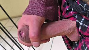 i flash my cock outdoors, risking neighbors seeing my big cum load on the stairs