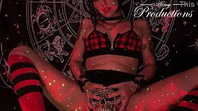 gothic girl performs ritual with boyfriend