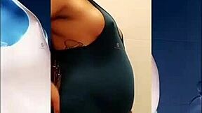 beautiful spanish pregnant woman in homemade exhibitionist scene