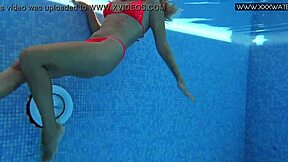 Russian Pornstar Mary Kalisy Strips Bikini for Poolside Hardcore Action