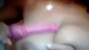 brown sugar takes dildo deep into shaved pussy