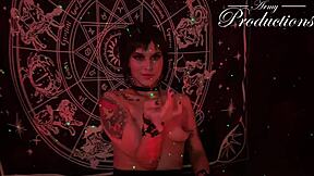 gothic girl performs ritual with boyfriend