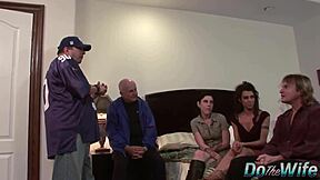 Lesbian watches her wife get banged hard by a porn stud while craving more