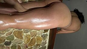 Bold View Of Oiled Xattlalust's Beautiful Butt And Legs In Red And Dark Blue Panties