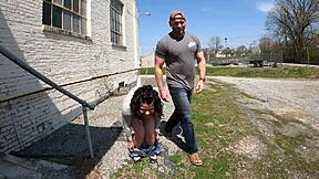 Curvy milf gets pantsed in public, ass worshipped