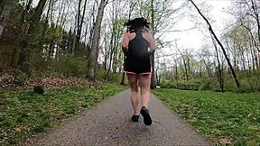 Curvy milf gets pantsed in public, ass worshipped