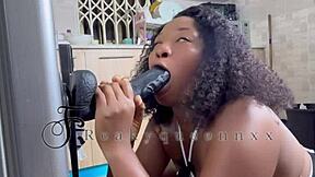 Hot Milf Camgirl Uses 14-Inch Dildo On Fridge In Kitchen