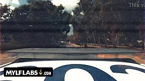 Is the policewoman teaching lovers a lesson with muff diving?