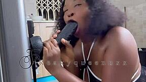 Hot Milf Camgirl Uses 14-Inch Dildo On Fridge In Kitchen