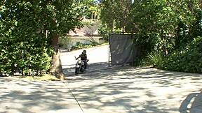 19-year-old brunette in heels and lingerie gets pounded by her new neighbor's big cock