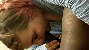 Giving a Hot Blowjob at Work to a Big Black Cock