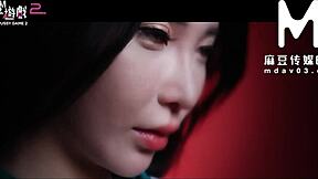 Asian model in a game parody