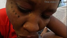 ebony whore struggles sucking big black cock