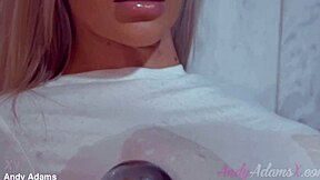 Big tits pornstar rocks wet t-shirt in shower