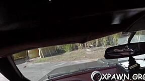 Young slut gets tight pussy drilled in doggystyle behind the scenes.