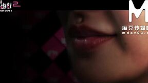 Asian model in a game parody