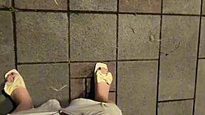 Shemale Ting Xuan Wears Butt Plug Outdoors and Strips Panties in Public. So Bold!