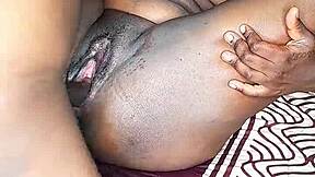 ebony babe in doggystyle position without condom