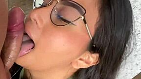 Pretty brunette stepsister screams during kitchen fuck while boyfriend's away.