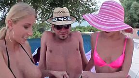 blonde teen anal fucked by big white cock and big dildo in outdoor gaping