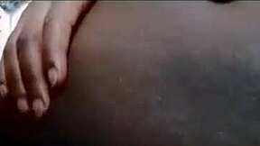 Horny black model rides glass dildo and plays with wet pussy