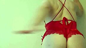 hey, check out this private video of a sexy pornstar in stockings, bra, and pussless panties