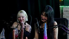 nath wolowski shows her favorite toys and chest tattoo on sheer red