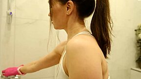 cleaning lady in your bathroom