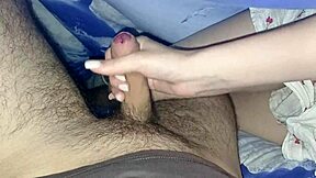 Stepsister Jerked Off My Dick Under The Blanket In Bed For Homemade Orgasm