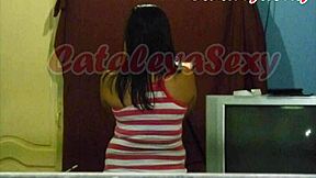 my hot neighbor flirts and poses sexy for me indoors. can’t resist her big ass!