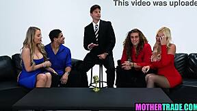 Hey, join stepmom and stepson in wild foursome on TV show!
