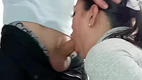 she gives a deep blowjob leading to cum on her face