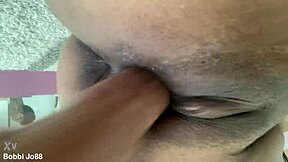 Bobbi Jo88 Masturbates Shaved Pussy with Dildo Toys Close Up Wet Cum