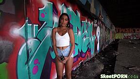 Exotic Ebony Student Gets Facial Cumshot