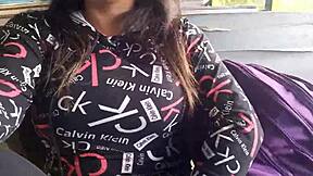 Milf with big natural tits groped by stranger on bus turns dirty