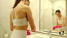 cleaning lady in your bathroom