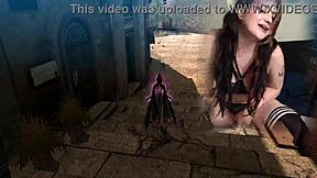 Sexy bimbo in pigtails orgasms while gaming Bayonetta with Lovense