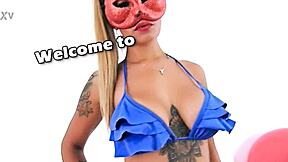 huge ass latina deepthroats daddy in lingerie catsuit!