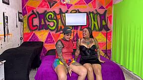 Tanned Virgin Licks Ass And Gags On Big Tits In Bedroom