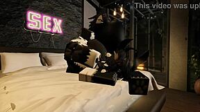 Hey, how does this cute moth take that big furry cock in Roblox?