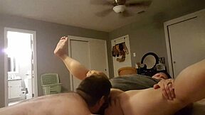 Amateur husband eats BBW wife's tight pussy and asshole during orgasms