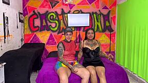 Tanned Virgin Licks Ass And Gags On Big Tits In Bedroom