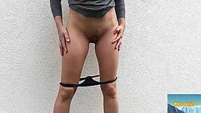 I'm recording Mala Dvojka as she rides cowgirl outdoors for you