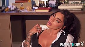 Gorgeous Brunette Milf Gamer Emjay Rinaudo Performs Sensual Office Striptease. She Rips Clothes In The Workplace.