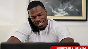 Blonde babe Leya Falcon rides Jamie Knoxx's massive dick like a pro!