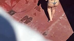 Argentinian Neighbors In Bikinis Sunbathing On Terrace