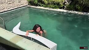 Powerful Squirting Teen Brunette Katty West Bent Over In Doggystyle Cowgirl And Cum In Mouth Outdoor