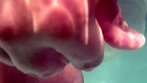 intense underwater creampie and deep dildo penetration in shaved pussy